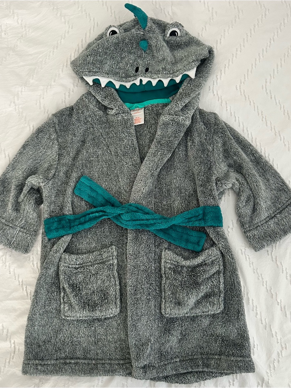 Cat & Jack Boy’s Toddler Dino Hooded Bath Robe Plush Fleece 2T/3T Dinosaur Soft